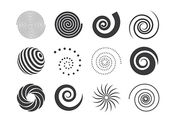 vector-collection-of-black-and-white-spiral-elements